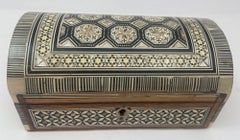 Vintage White Mosaic Moorish Jewelry Box with Shell Inlaid