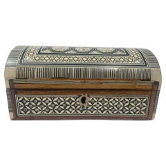 Vintage White Mosaic Moorish Jewelry Box with Shell Inlaid