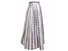 Vintage White & Multicolor Celine Floral Print Pleated Skirt