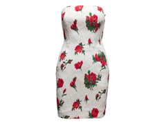Vintage White & Multicolor Victor Costa Strapless Floral Print Dress Size US S