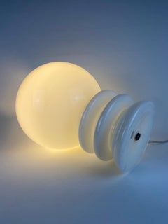 Vintage White Murano Glass Bulb Table Lamp 1970