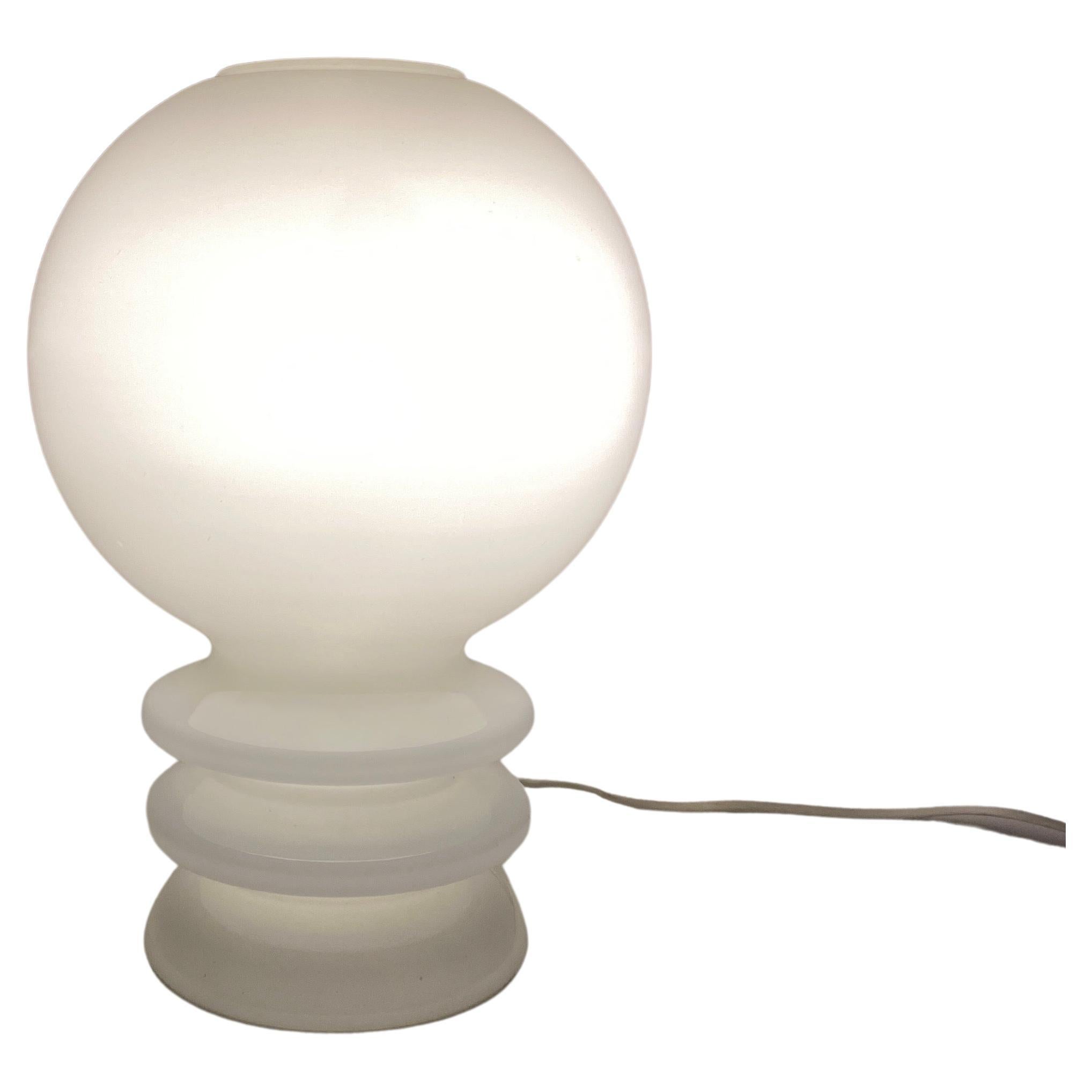 Vintage White Murano Glass Bulb Table Lamp 1970 For Sale