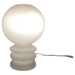 Vintage White Murano Glass Bulb Table Lamp 1970