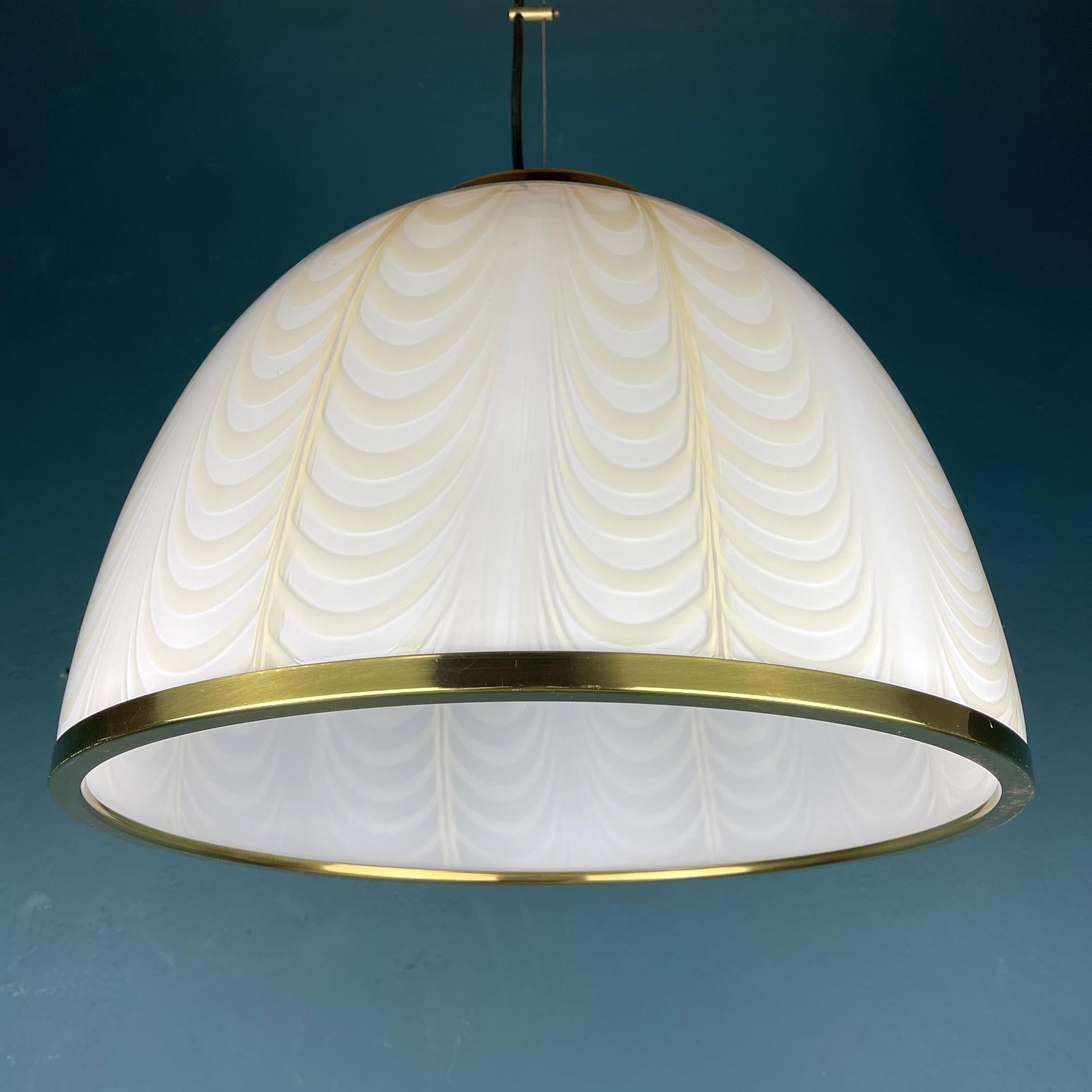 Vintage White Murano Glass Pendant Lamp by F.Fabbian Italy 70s For Sale 3