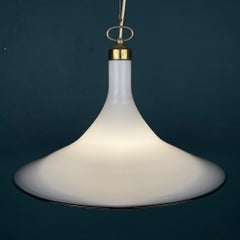 Vintage White Murano Glass Pendant Lamp Italy 1970s