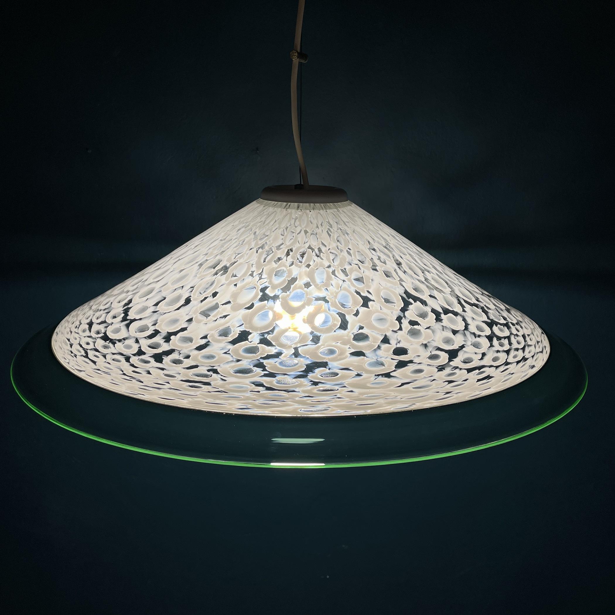 Italian Vintage White Murano Glass Pendant Lamp, Italy, 1970s