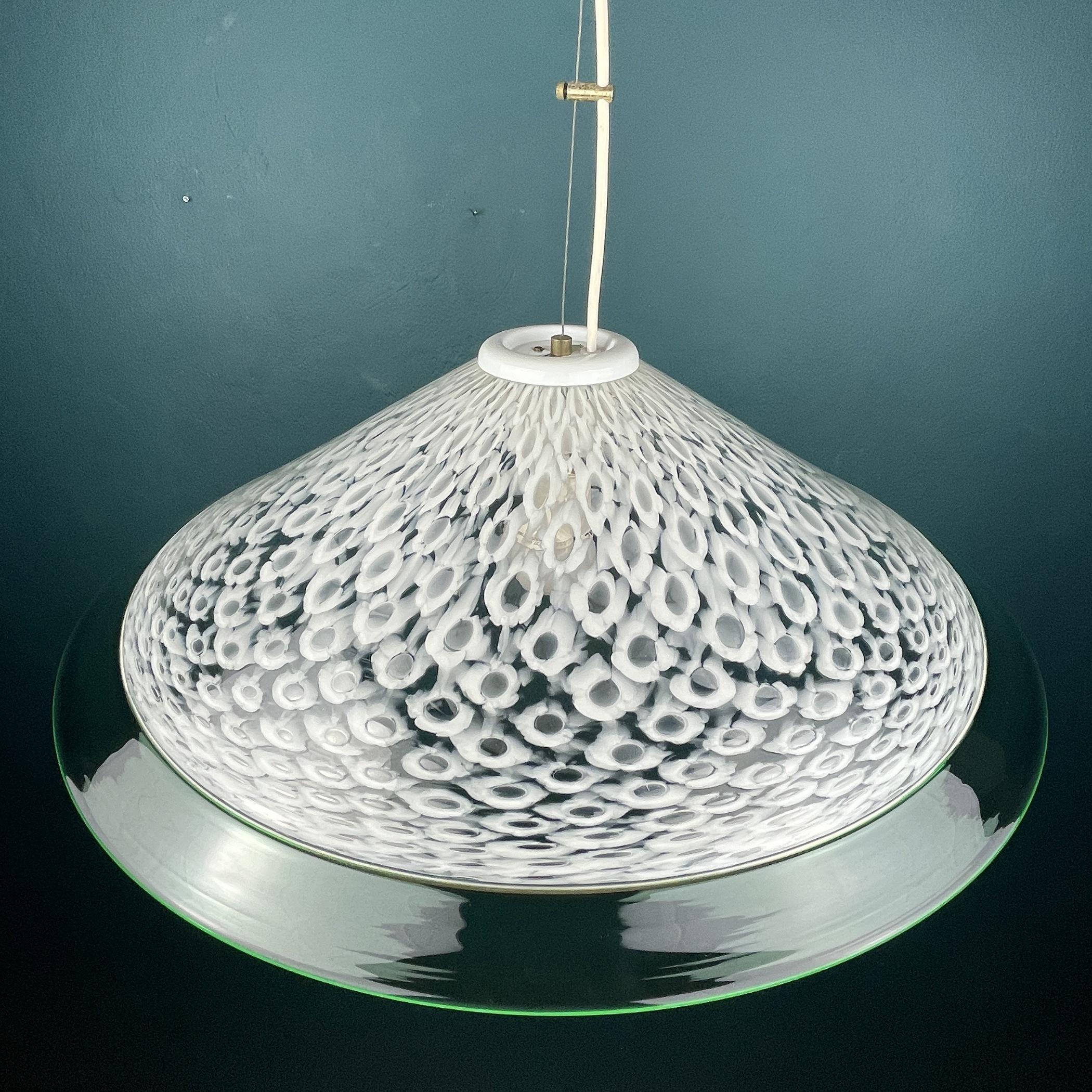 Vintage White Murano Glass Pendant Lamp, Italy, 1970s 3
