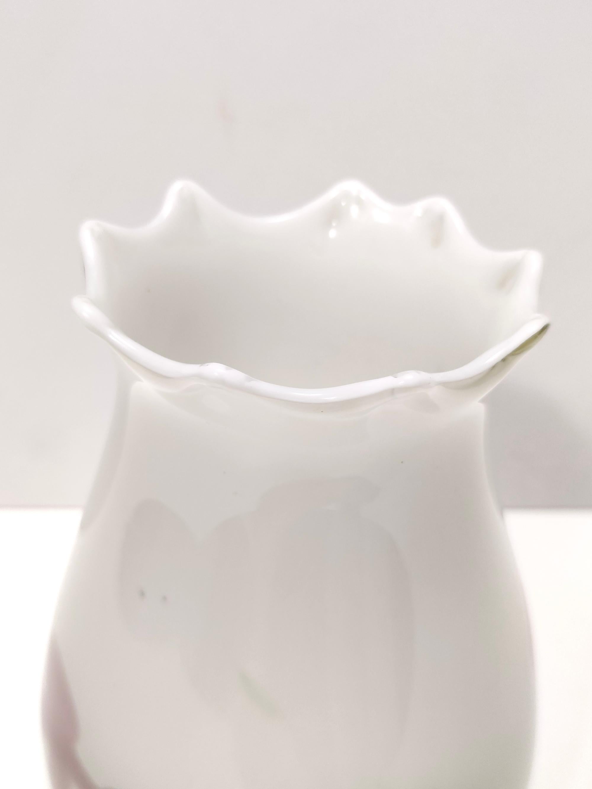 Vintage White Murano Glass Vase attr. to Dino Martens for Aureliano Toso For Sale 5