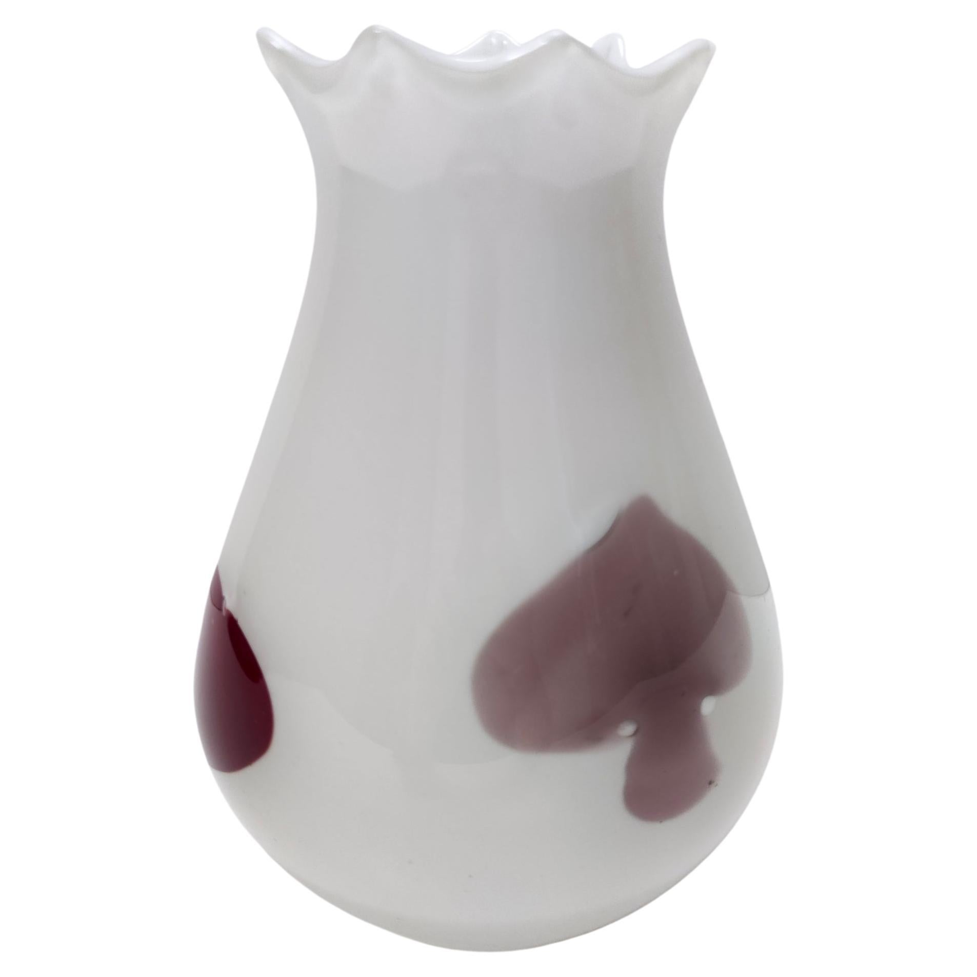 Vase vintage en verre de Murano blanc attribué à Dino Martens pour Aureliano Toso