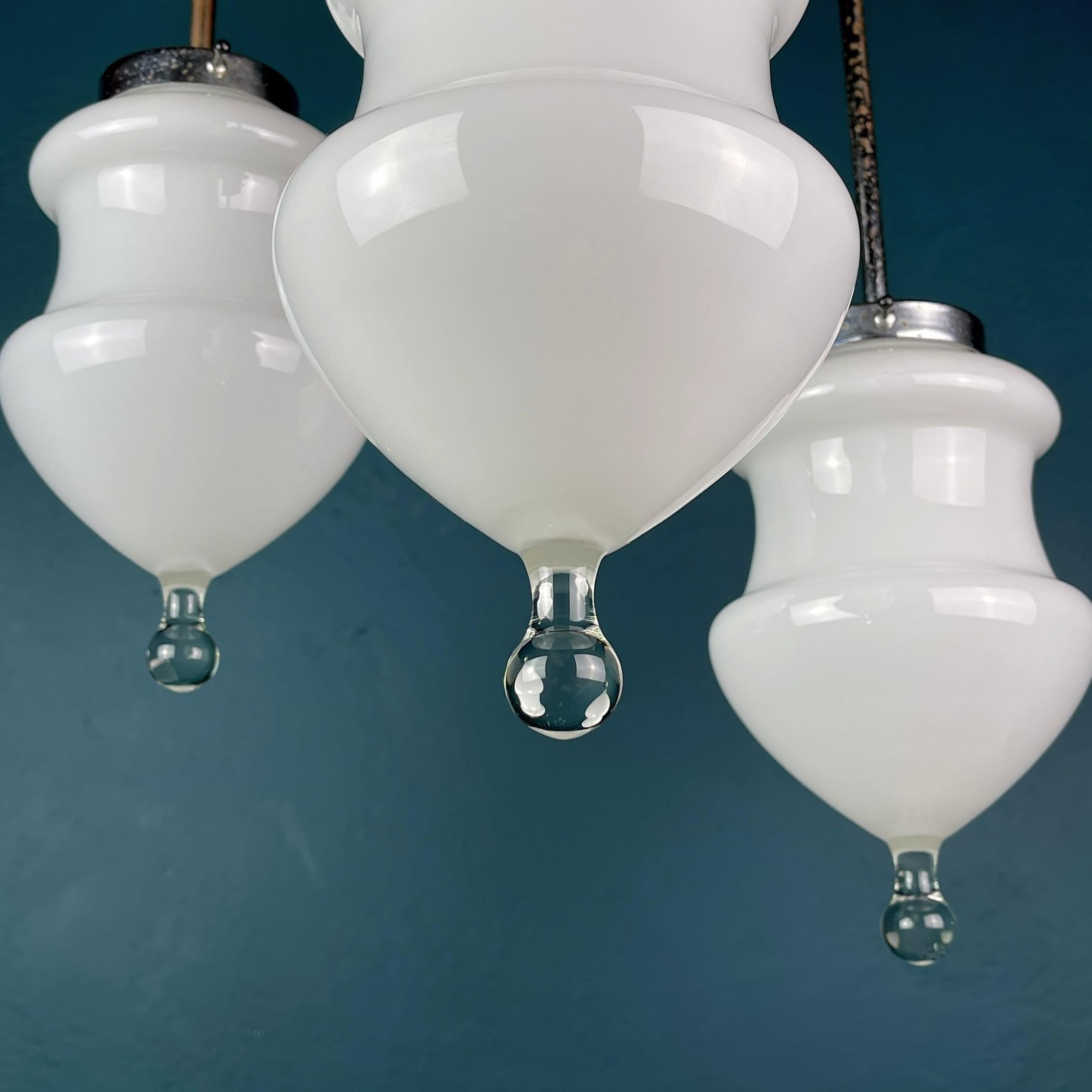 Vintage White Murano Pendant Lamp Italy 1960s For Sale 1