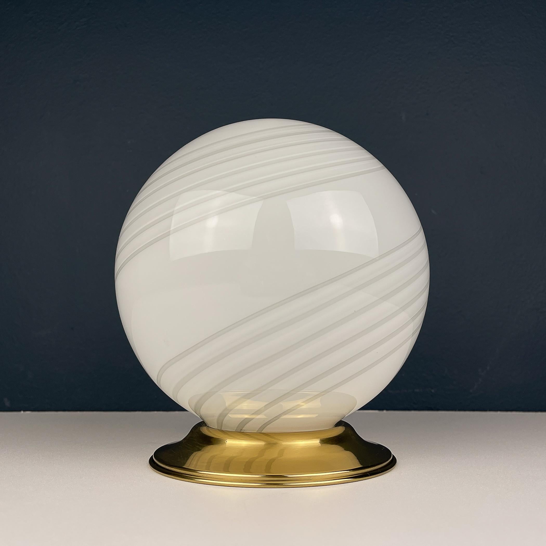 Vintage white murano table lamp Italy 1970s For Sale 5