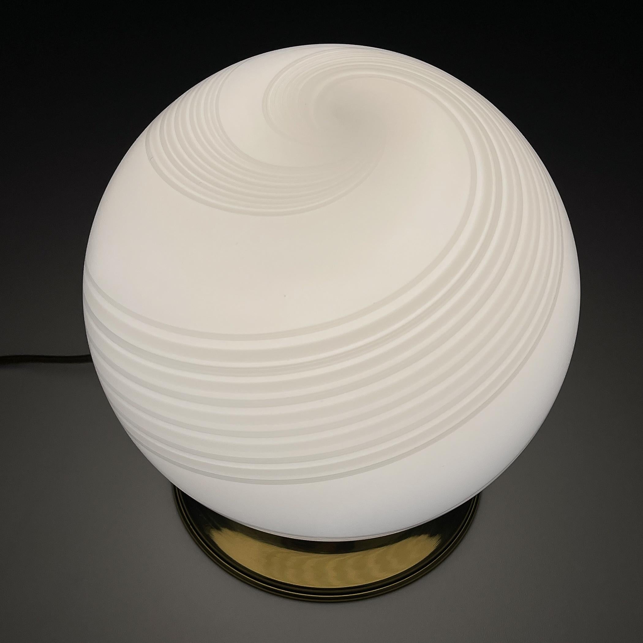 Vintage white murano table lamp Italy 1970s For Sale 6