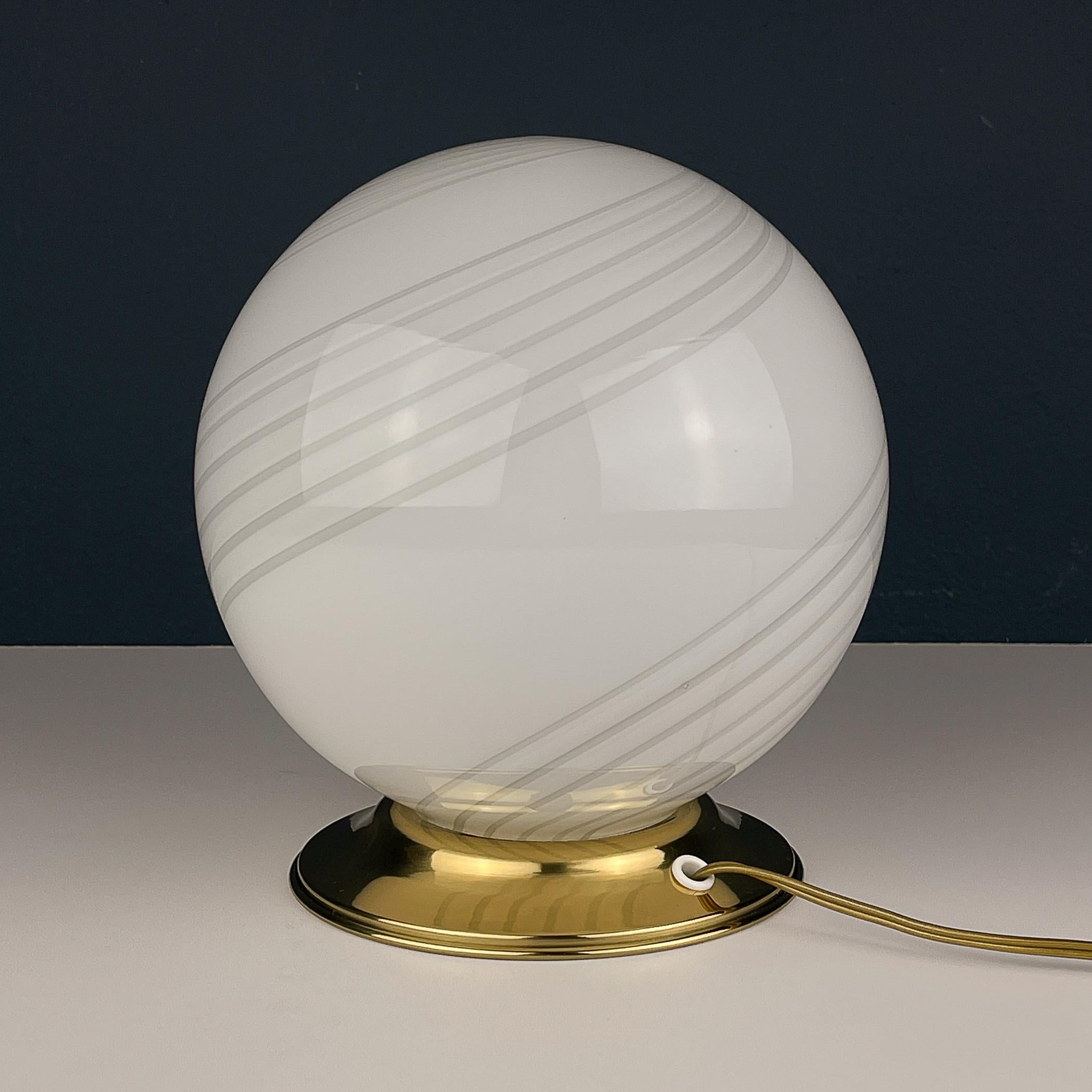 Vintage white murano table lamp Italy 1970s For Sale 1