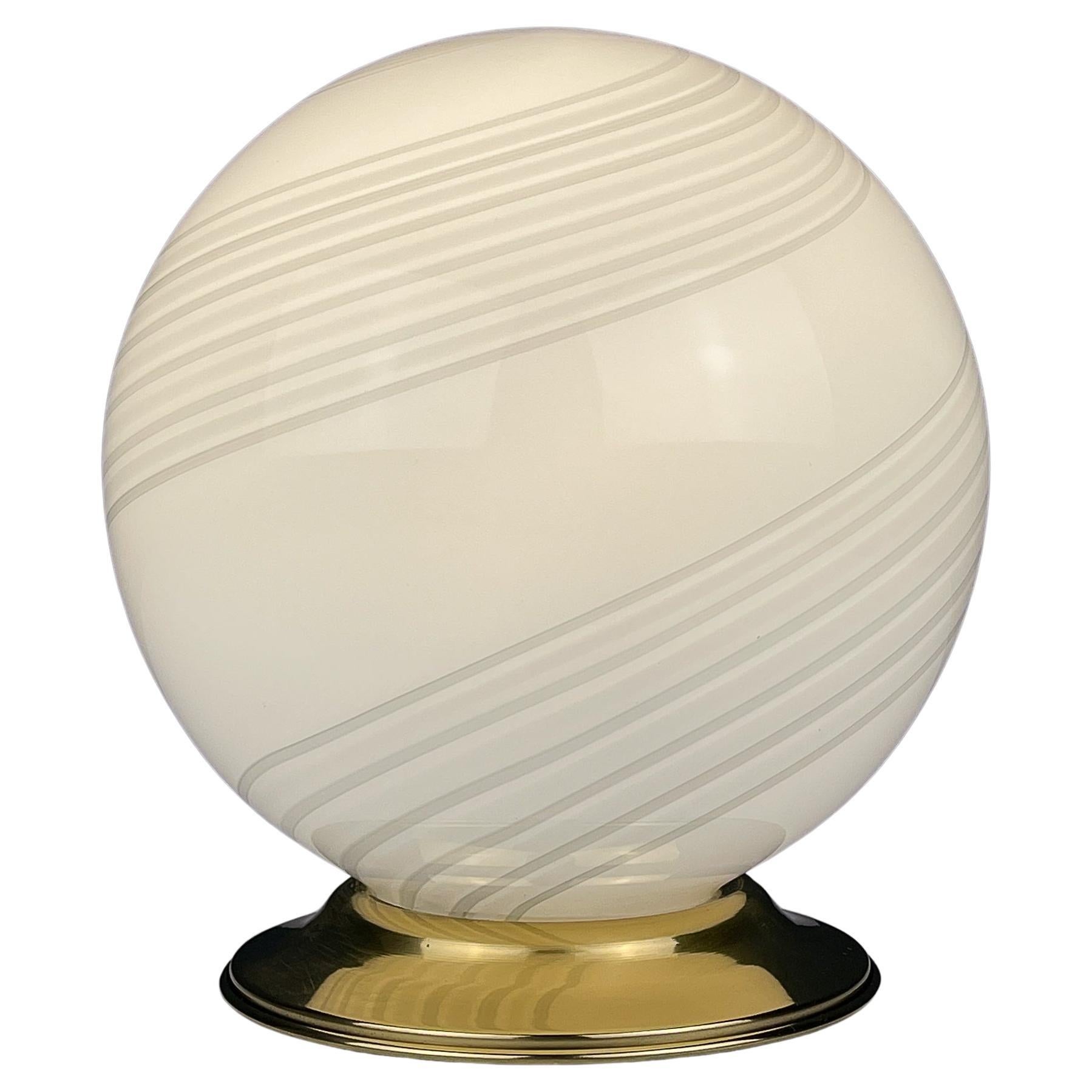 Vintage white murano table lamp Italy 1970s For Sale