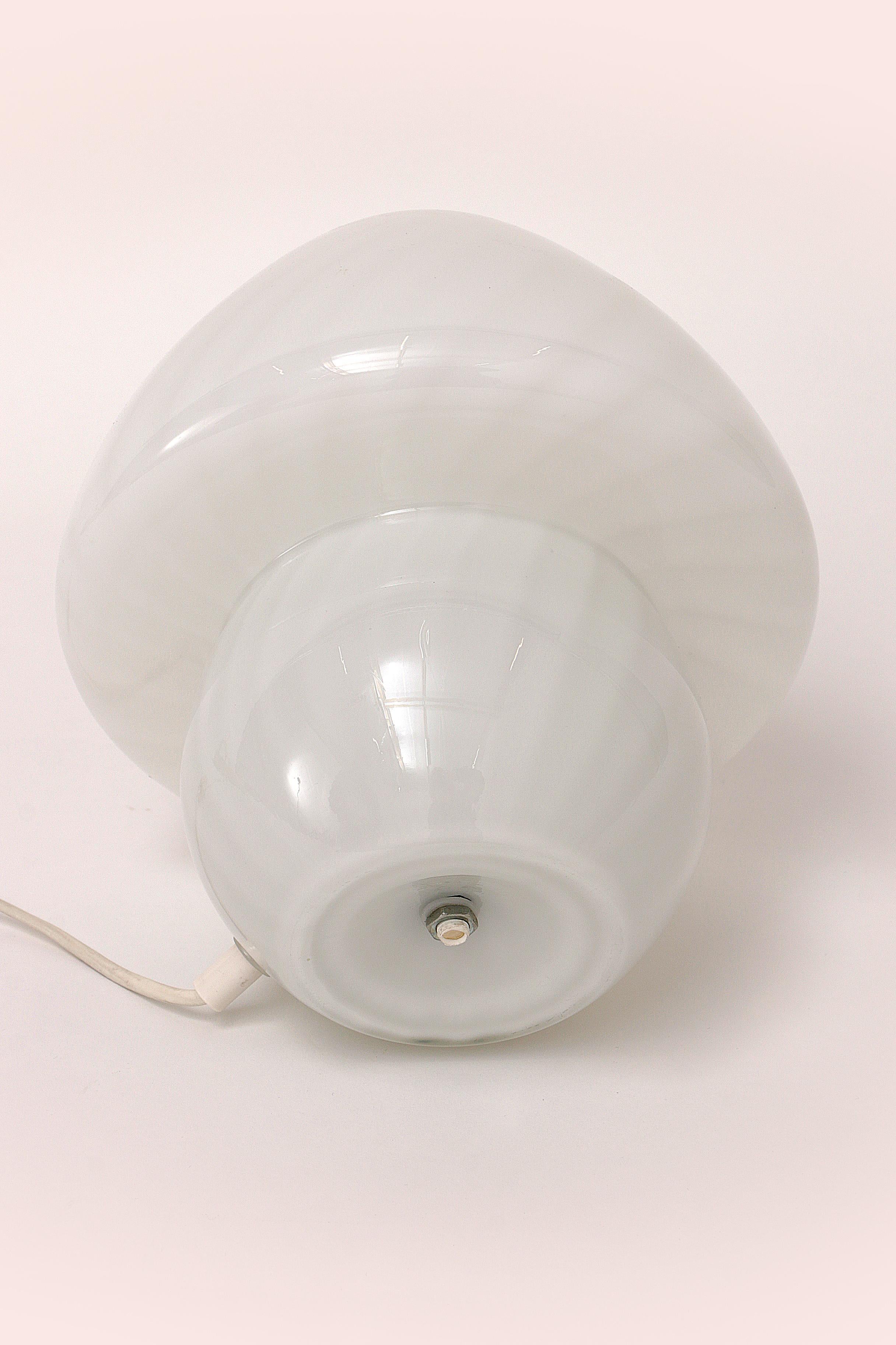 Glass Vintage White Mushroom Lamp by Glashutte, 1960 Germany For Sale