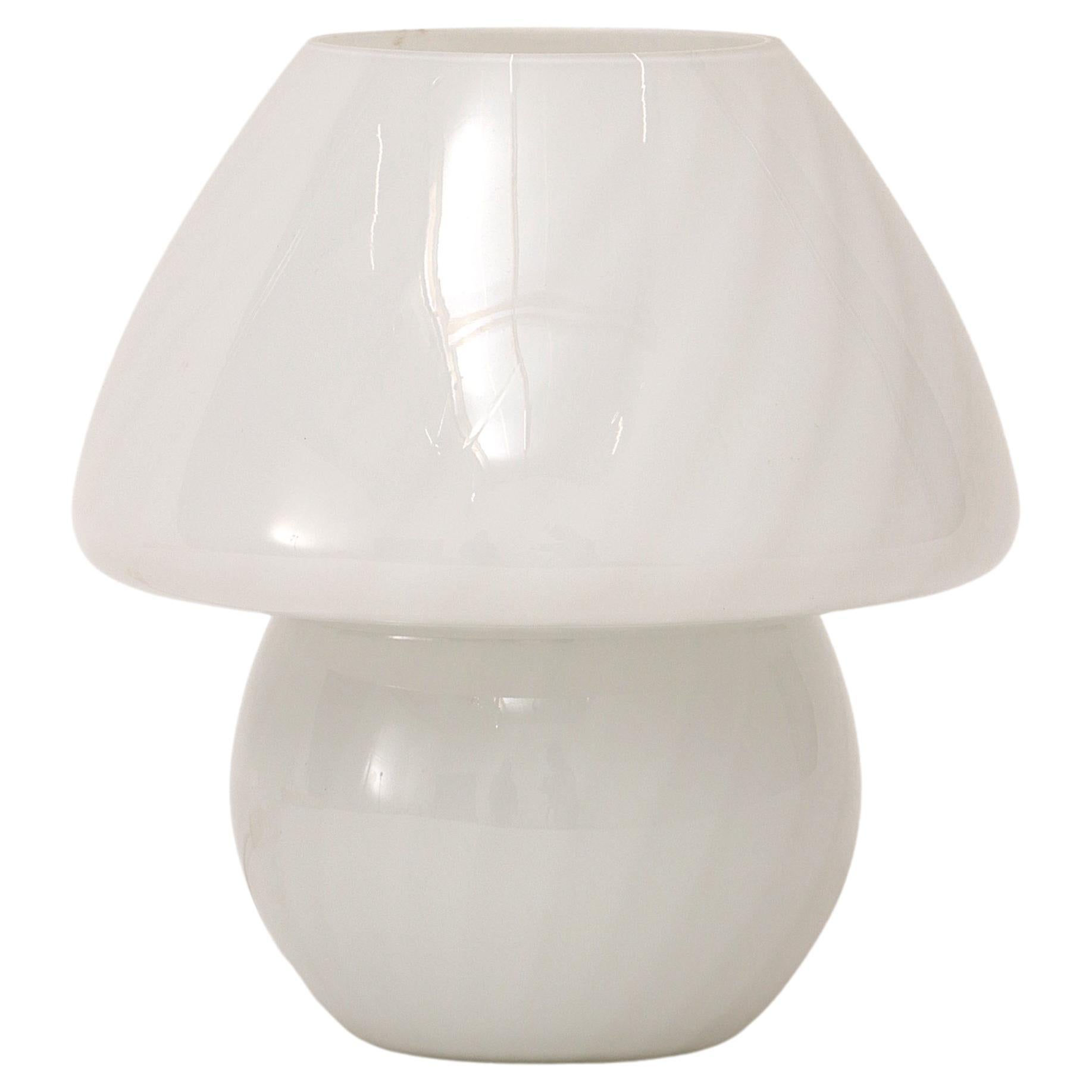 Vintage White Mushroom Lamp by Glashutte, 1960 Germany