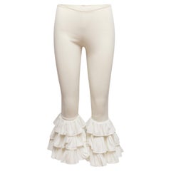 Vintage White Omo Norma Kamali Ruffle-Trimmed Leggings
