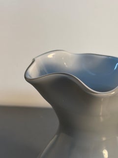 Vintage White Opaline Art Glass Vase with an Elegant Wavy Flared Rim