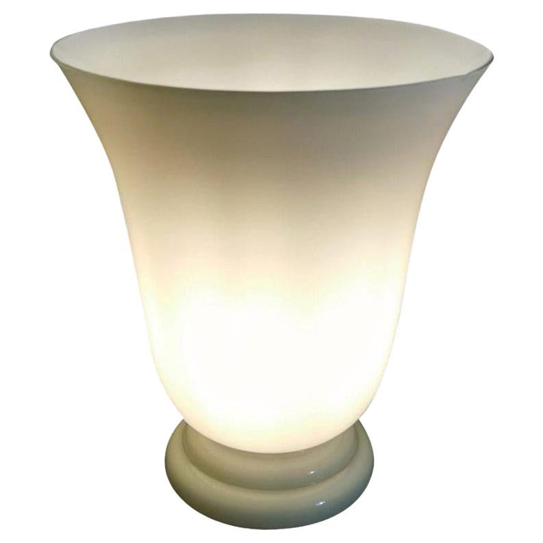 Vintage White Opaline Glass Lamp, France, 1950