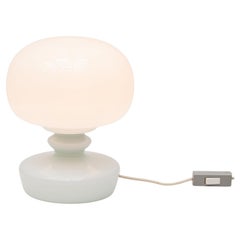Vintage White Opaline Glass Table Lamp, Mid-Century Modern, 1960s