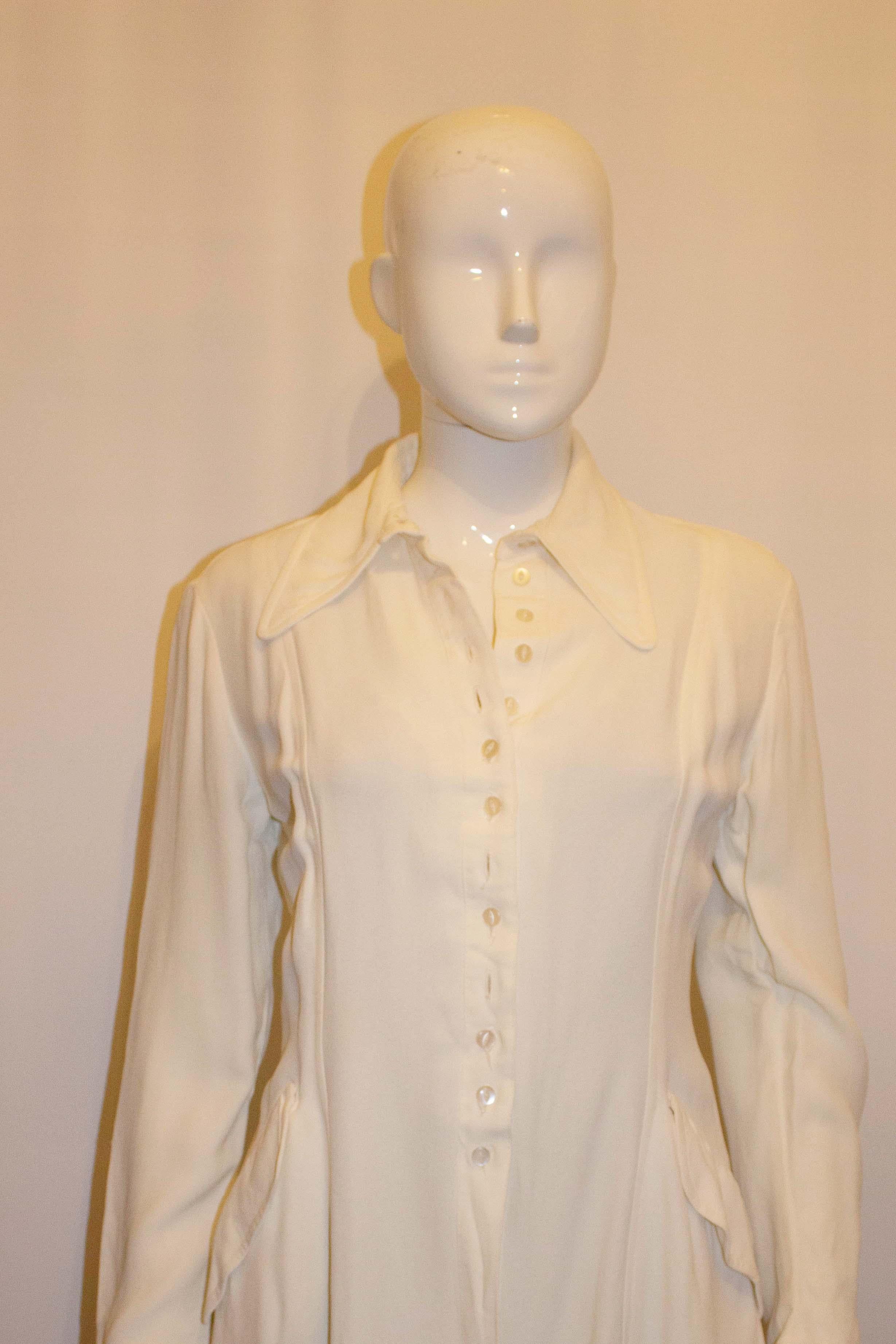 Women's Vintage White Ossie Clark  Moss Crepe Jacket