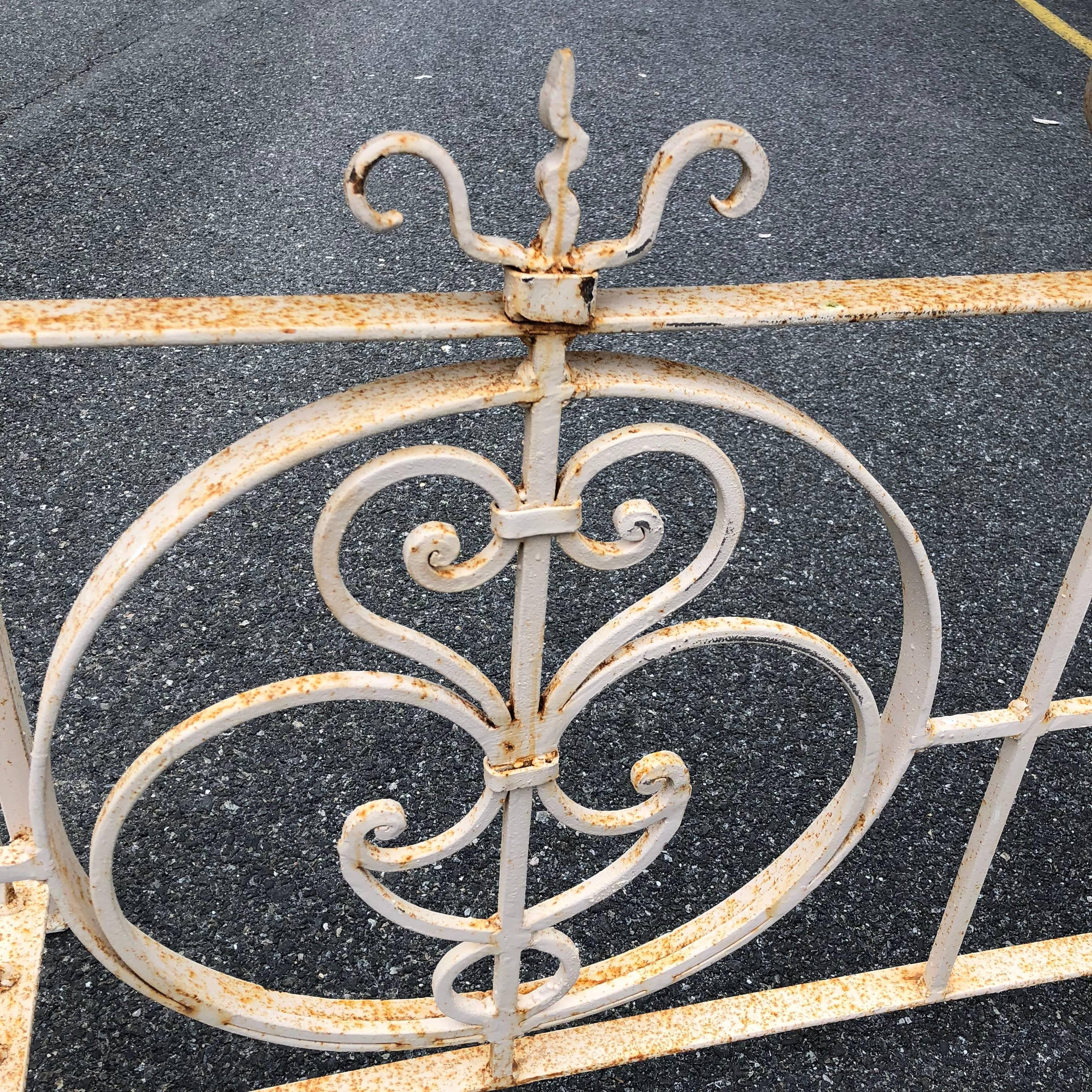 Vintage White Painted Iron Stone Top Garden Console 9