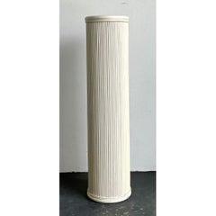 Vintage White Painted Rattan Pedestal