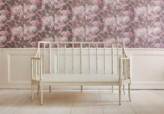 Vintage White Painted Sofa Bench in Faux Bamboo, France, 1940s
