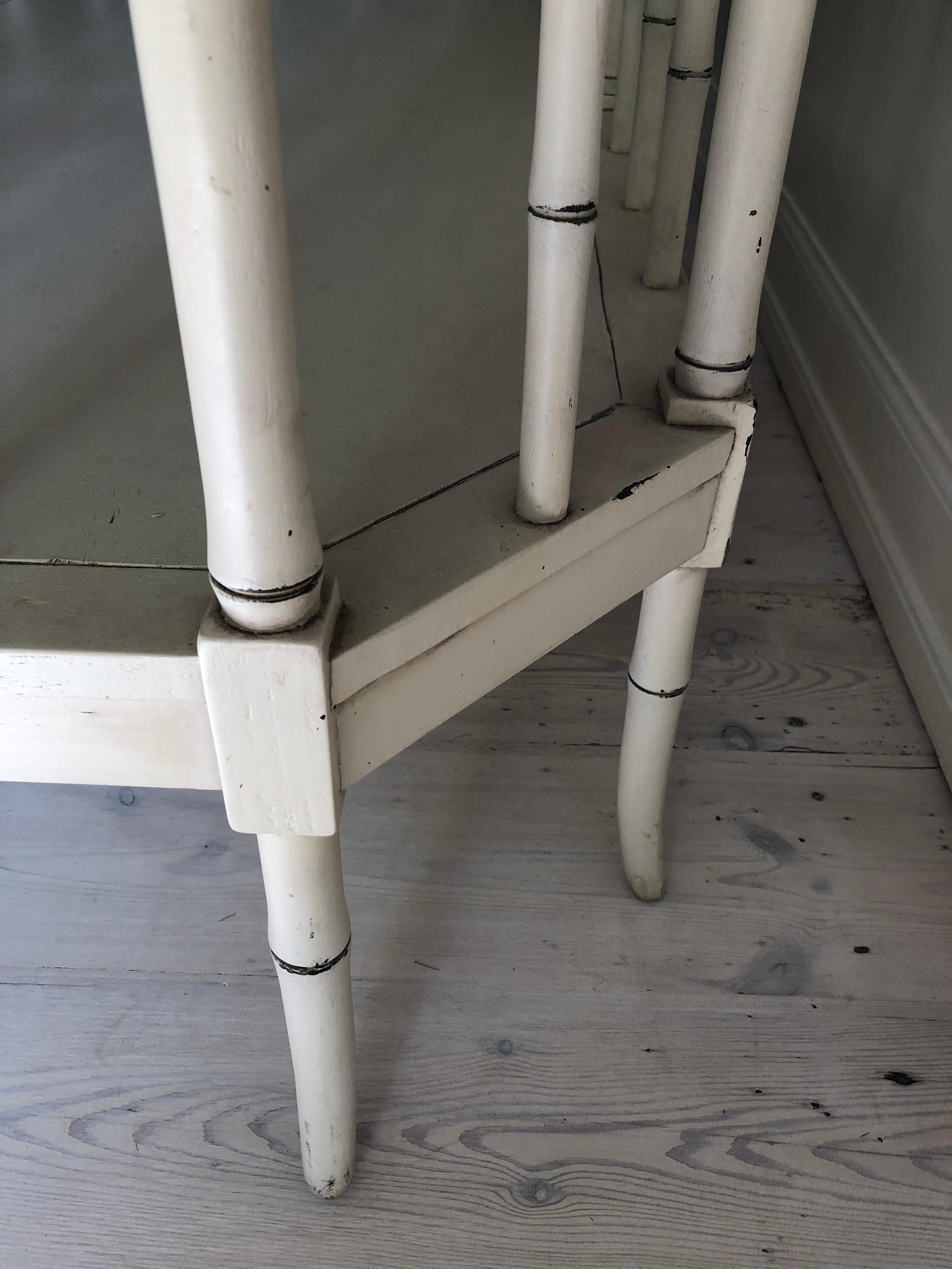 Vintage White Painted Sofa Bench in Faux Bamboo, France, 1940s In Good Condition In Copenhagen K, DK
