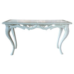 Vintage White Palm Beach Lacquered Faux Bois Console Table