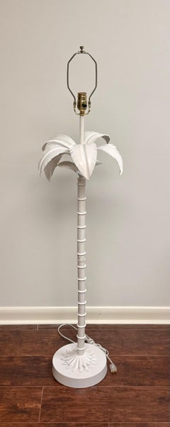 Vintage White Palm Tree Floor Lamp, Antique Design, Unique Style, USA
