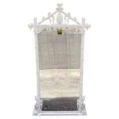 Vintage White Pineapple Pier Mirror, Hollywood Regency Chinoiserie Design, USA