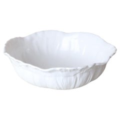 Antique White Porcelain Cabbage Leaf Shaped Bowl. English C.1930.