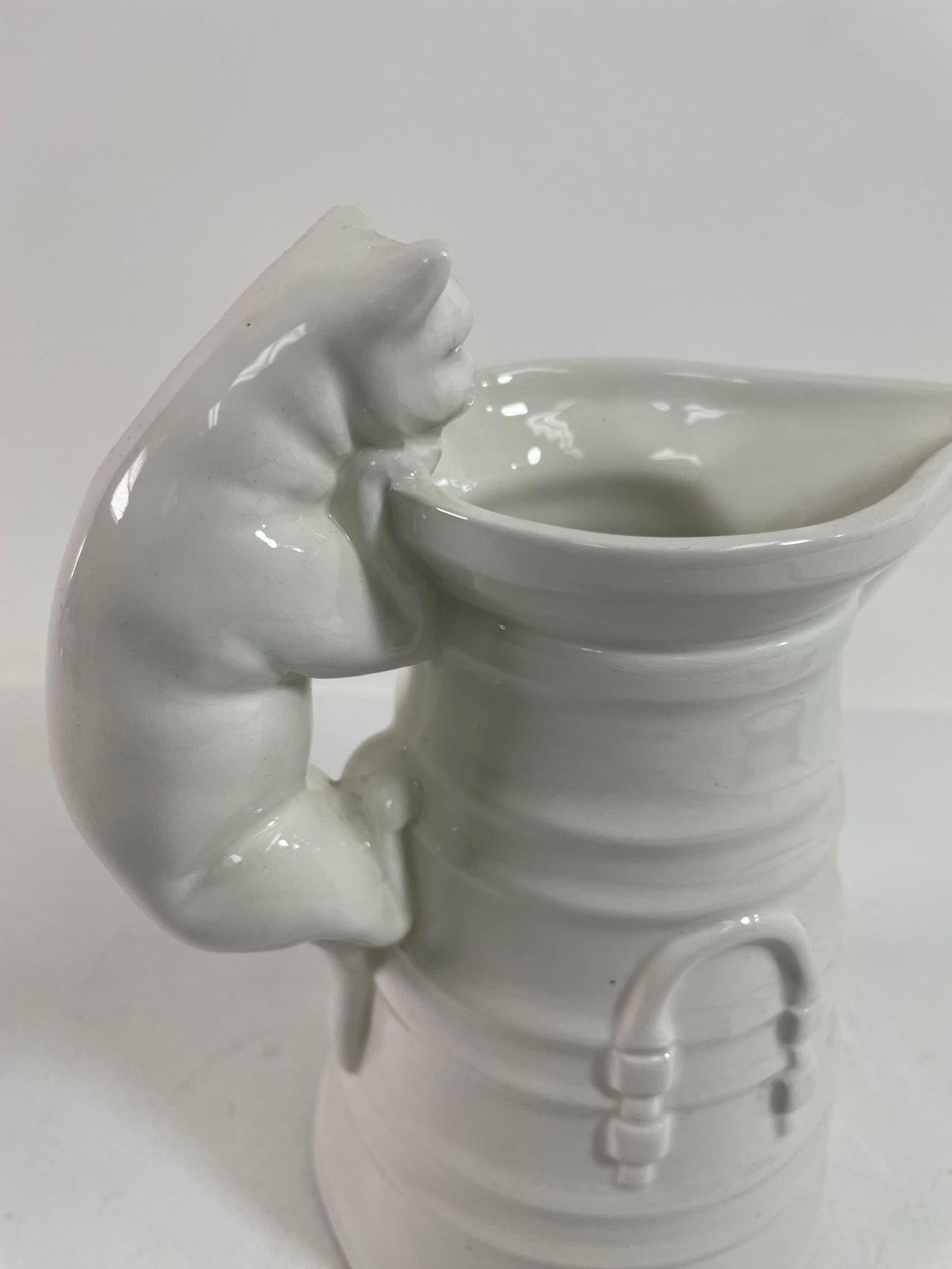 Vintage White Porcelain Cat Pitcher Made in Italy For Sale 6