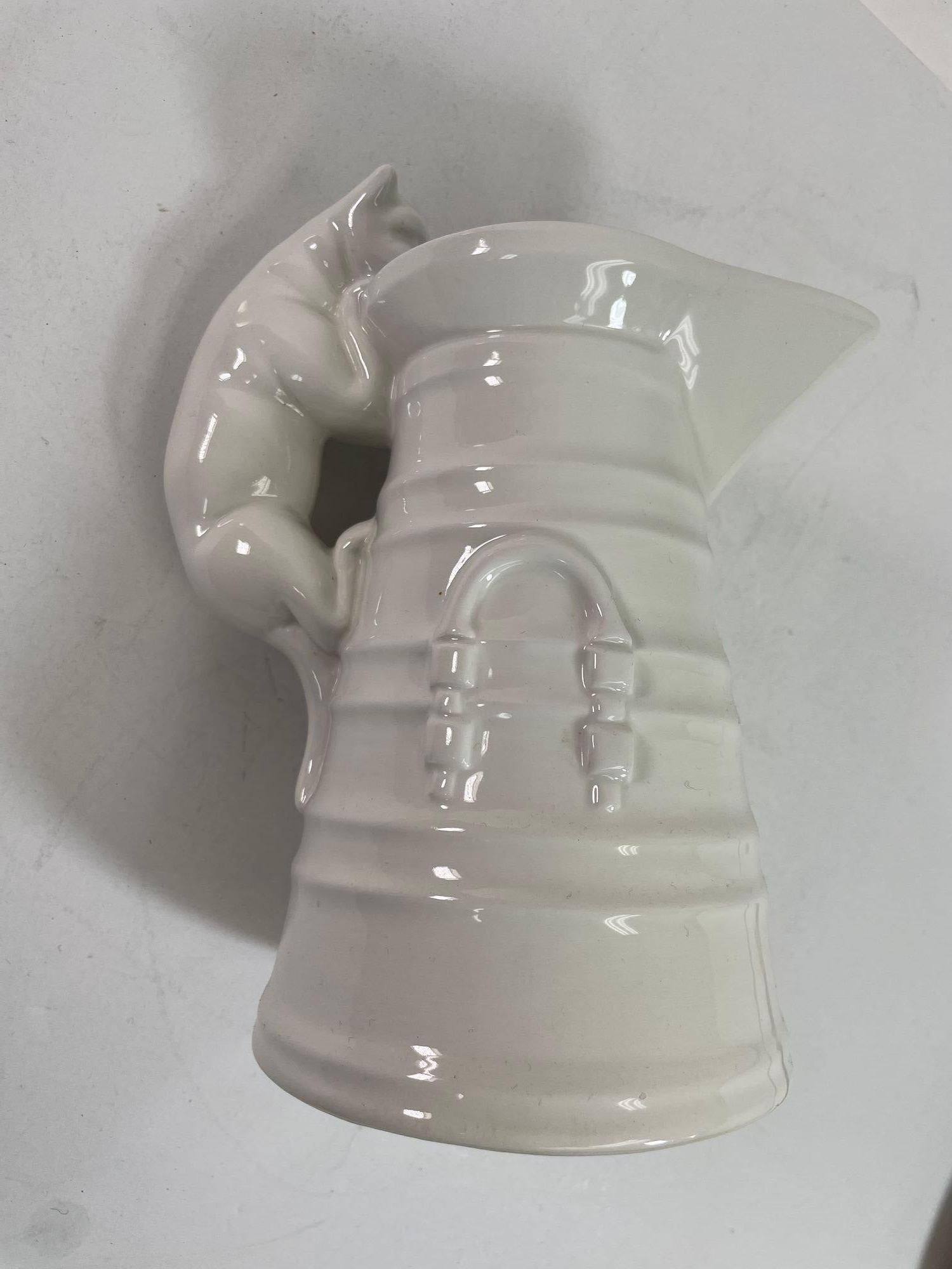 Vintage White Porcelain Cat Pitcher Made in Italy For Sale 8