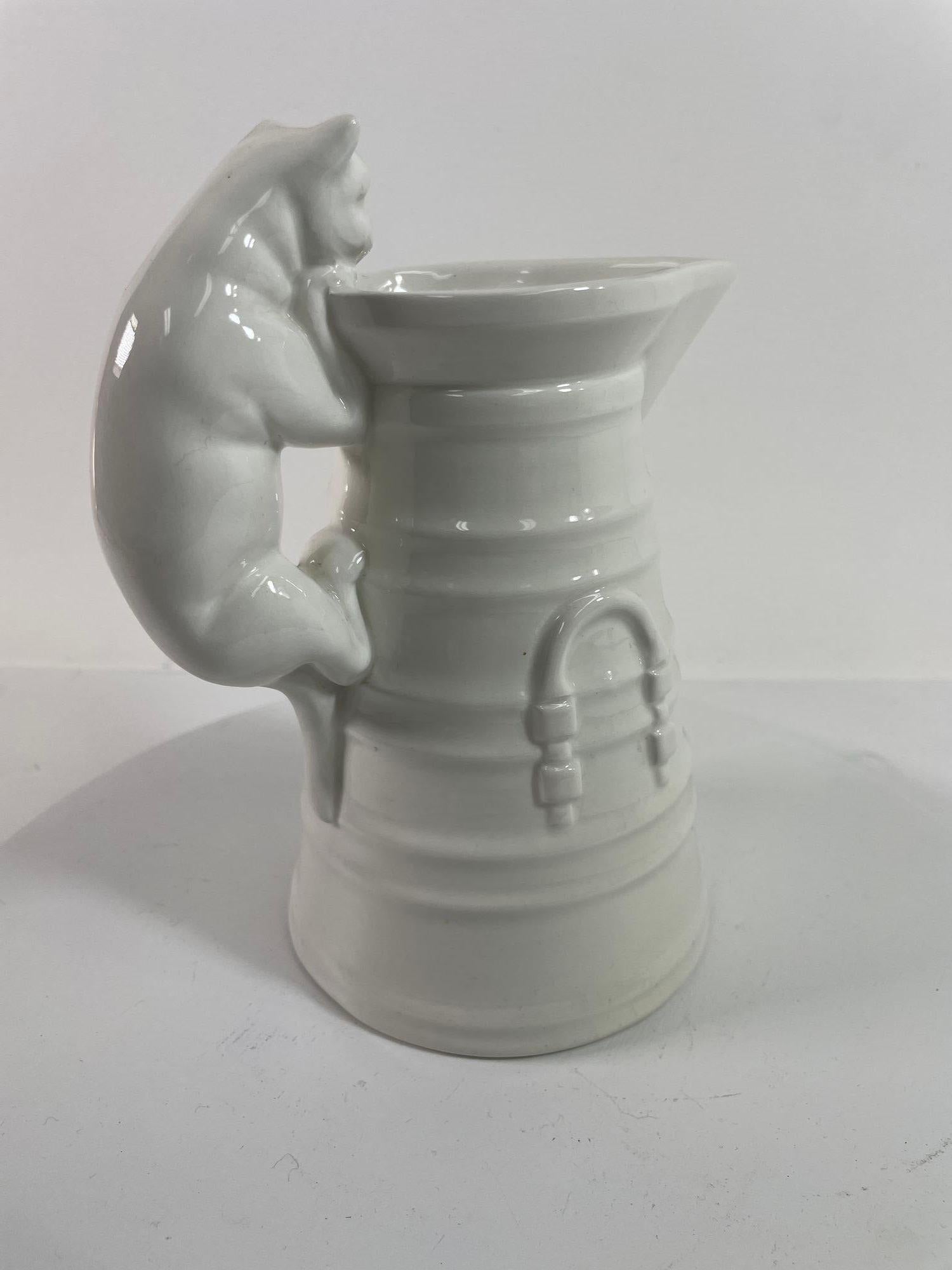 Vintage White Porcelain Cat Pitcher Made in Italy For Sale 10
