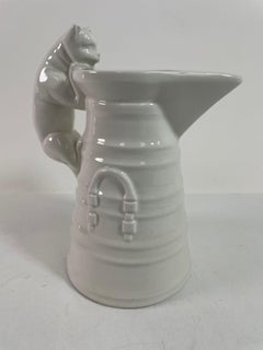 Vintage White Porcelain Cat Pitcher Made in Italy