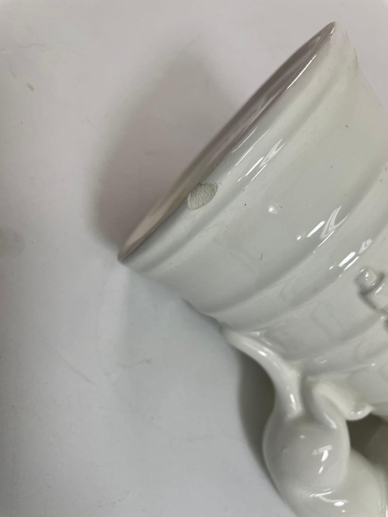 Italian Vintage White Porcelain Cat Pitcher Made in Italy For Sale