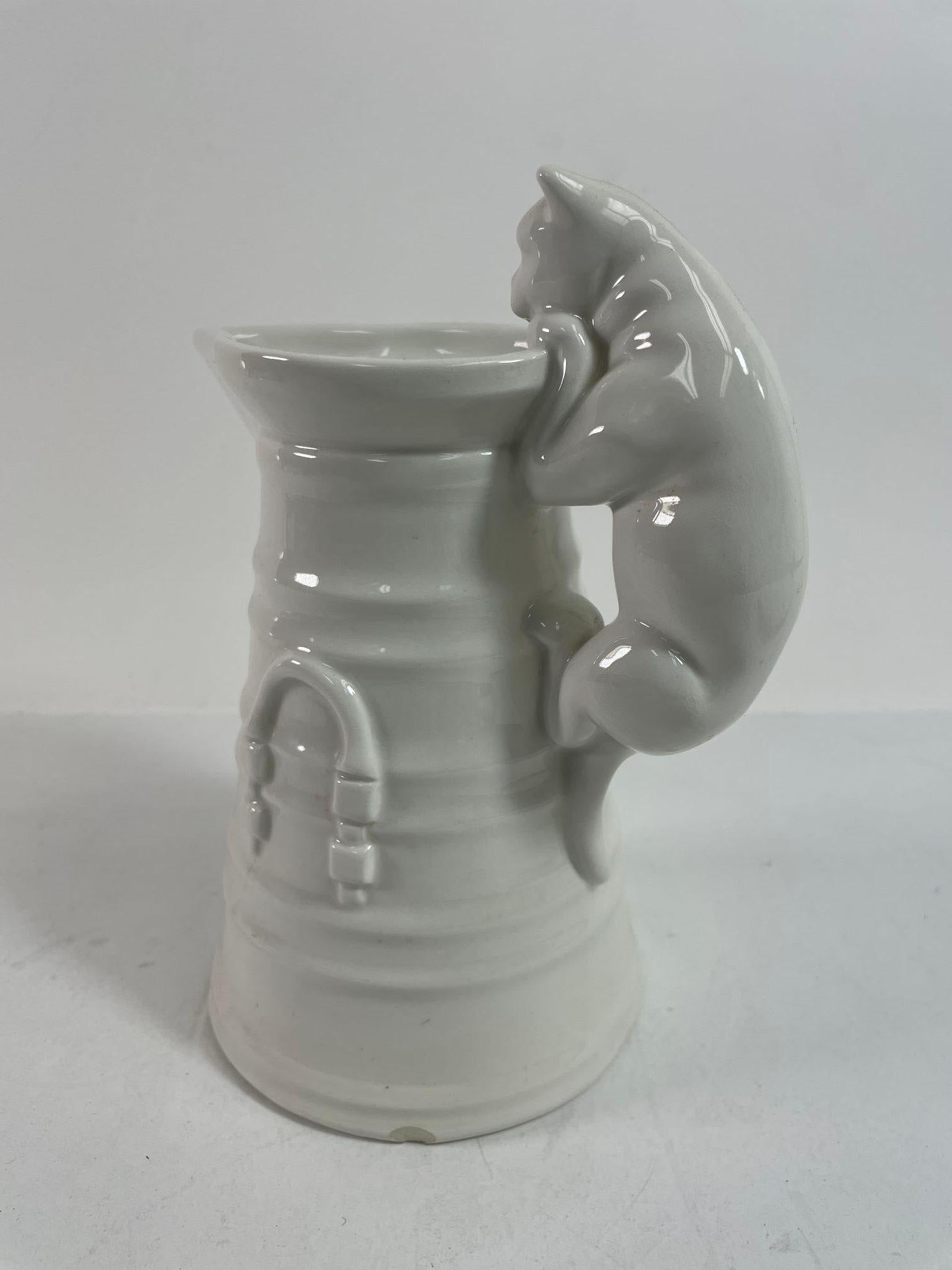 Vintage White Porcelain Cat Pitcher Made in Italy For Sale 2