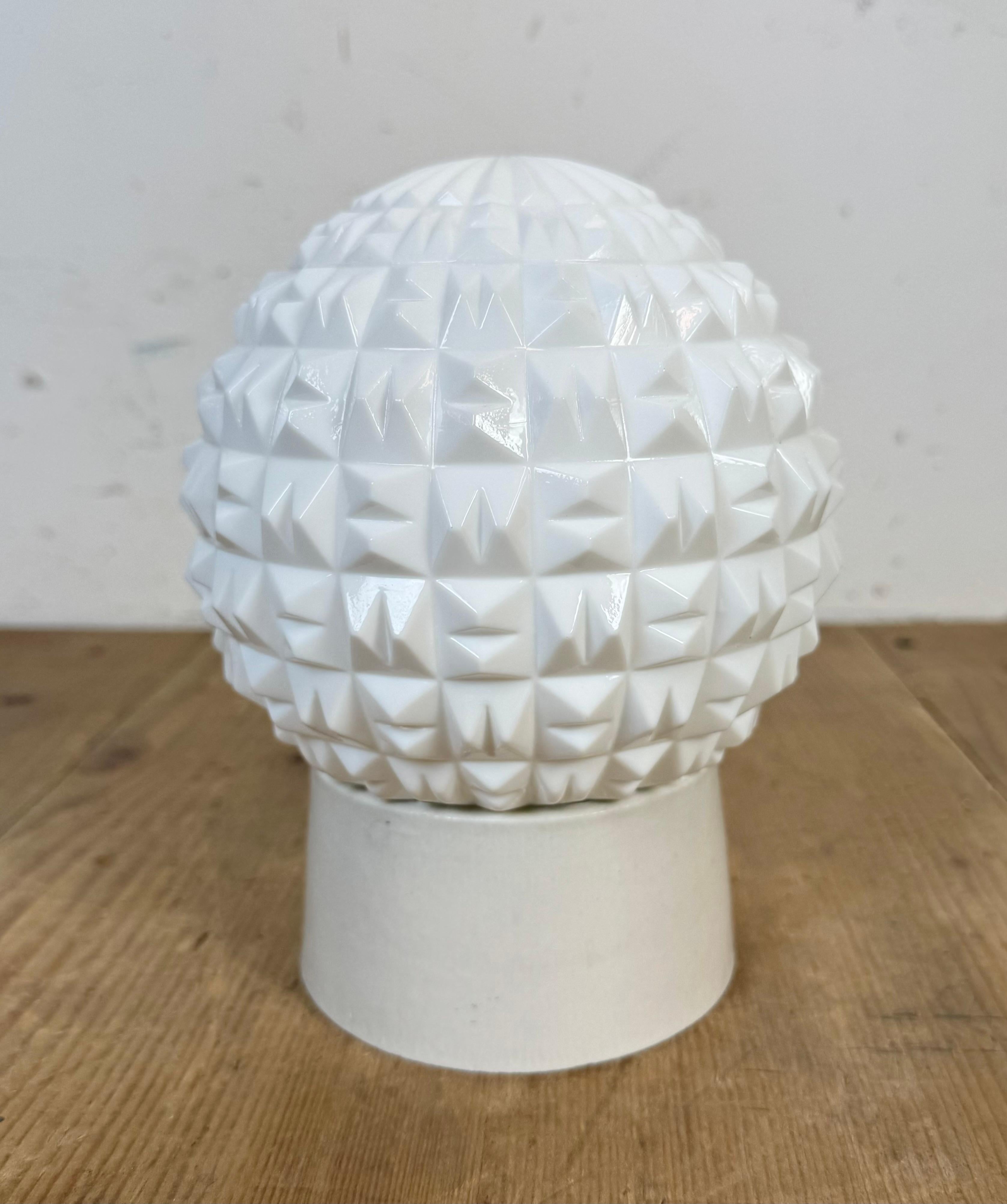 Czech Vintage White Porcelain Ceiling Light, 1970s For Sale