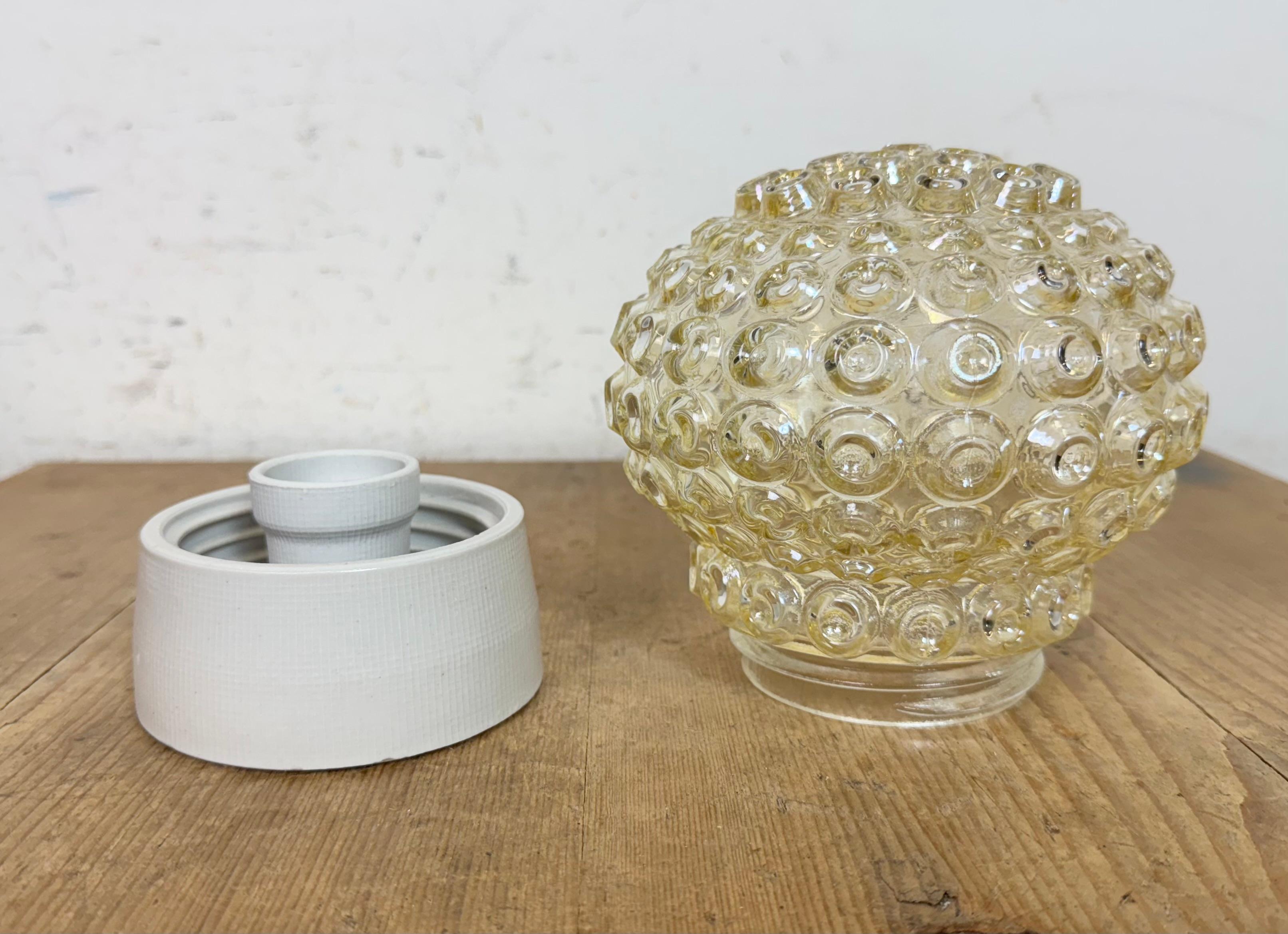 Vintage White Porcelain Ceiling Light, 1970s In Good Condition For Sale In Kojetice, CZ
