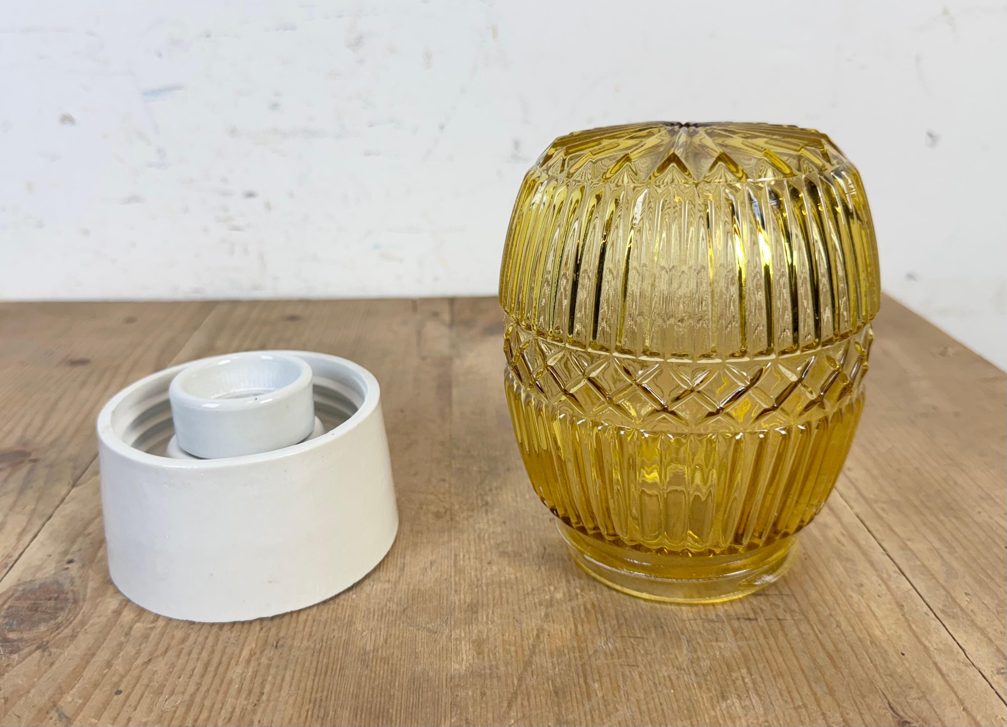 Late 20th Century Vintage White Porcelain Ceiling Light, 1970s For Sale