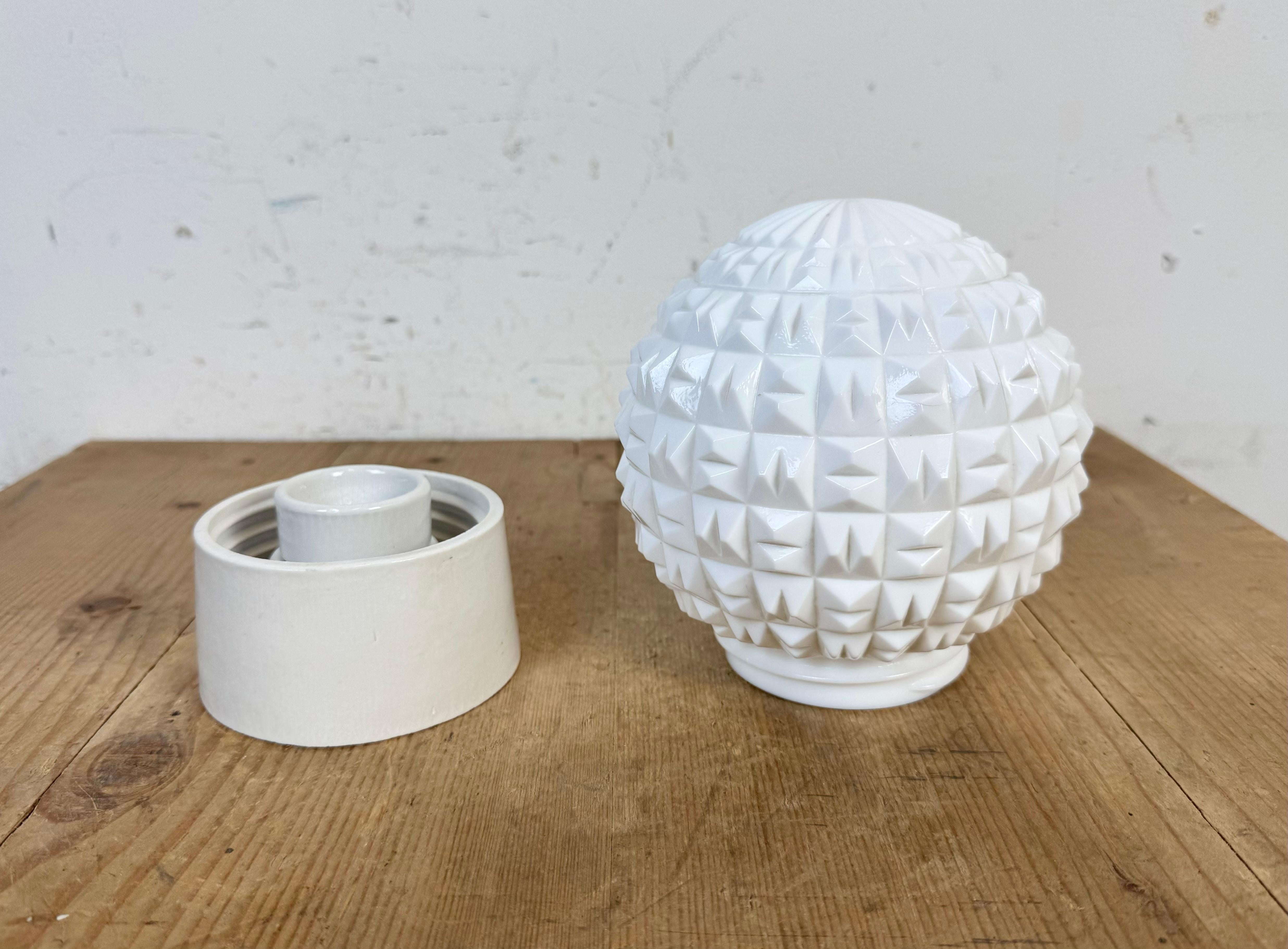 Late 20th Century Vintage White Porcelain Ceiling Light, 1970s For Sale