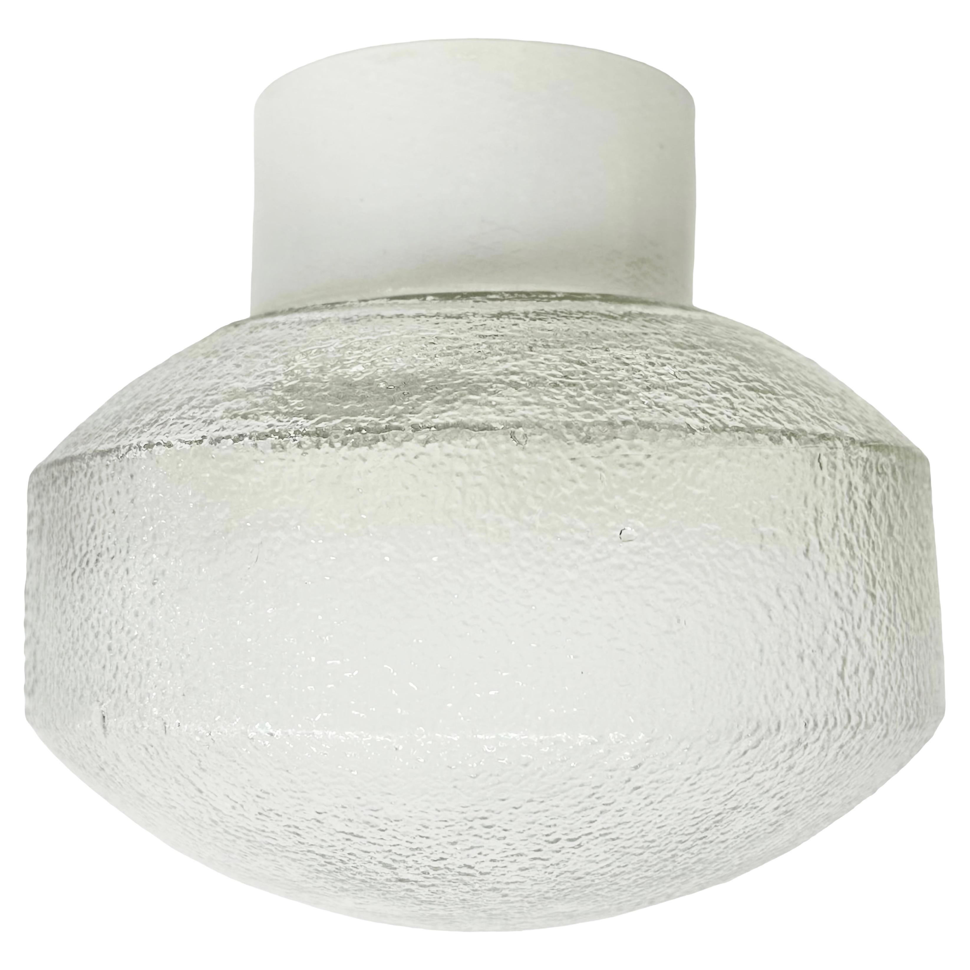 Vintage White Porcelain Ceiling Light with Frosted Glass, 1970s