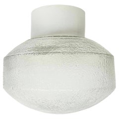 Retro White Porcelain Ceiling Light with Frosted Glass, 1970s