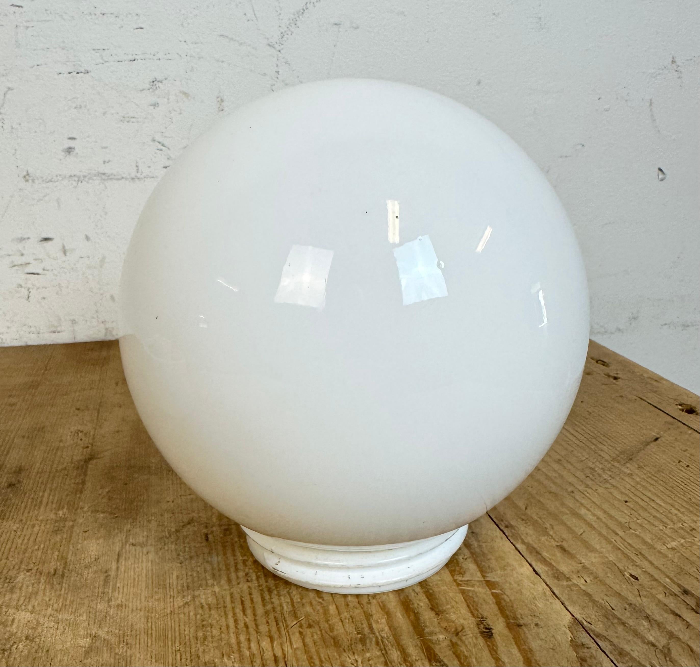 Vintage White Porcelain Ceiling Light with Milk Glass, 1960s For Sale 2