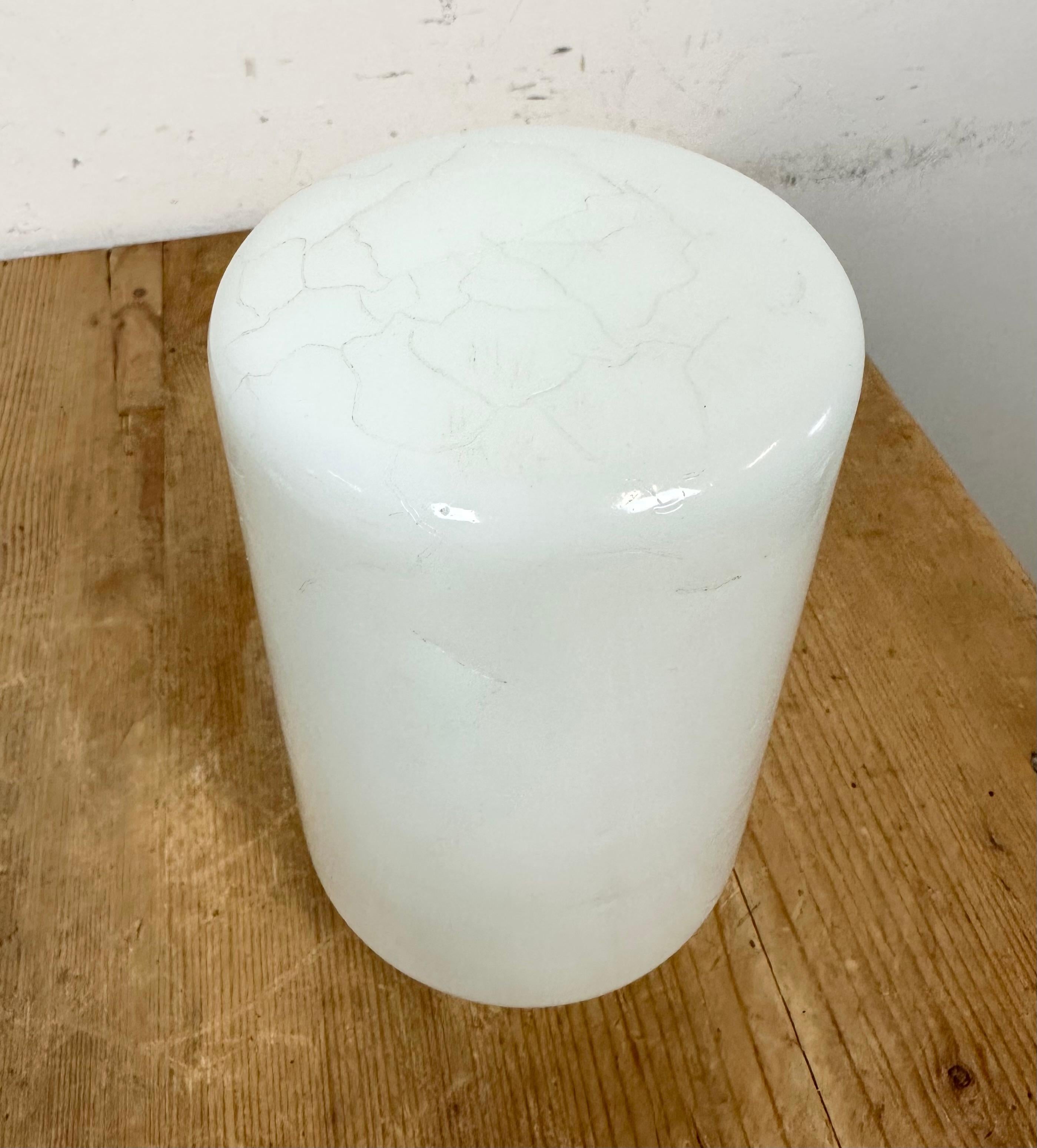 Vintage White Porcelain Ceiling Light with Milk Glass, 1970s For Sale 1