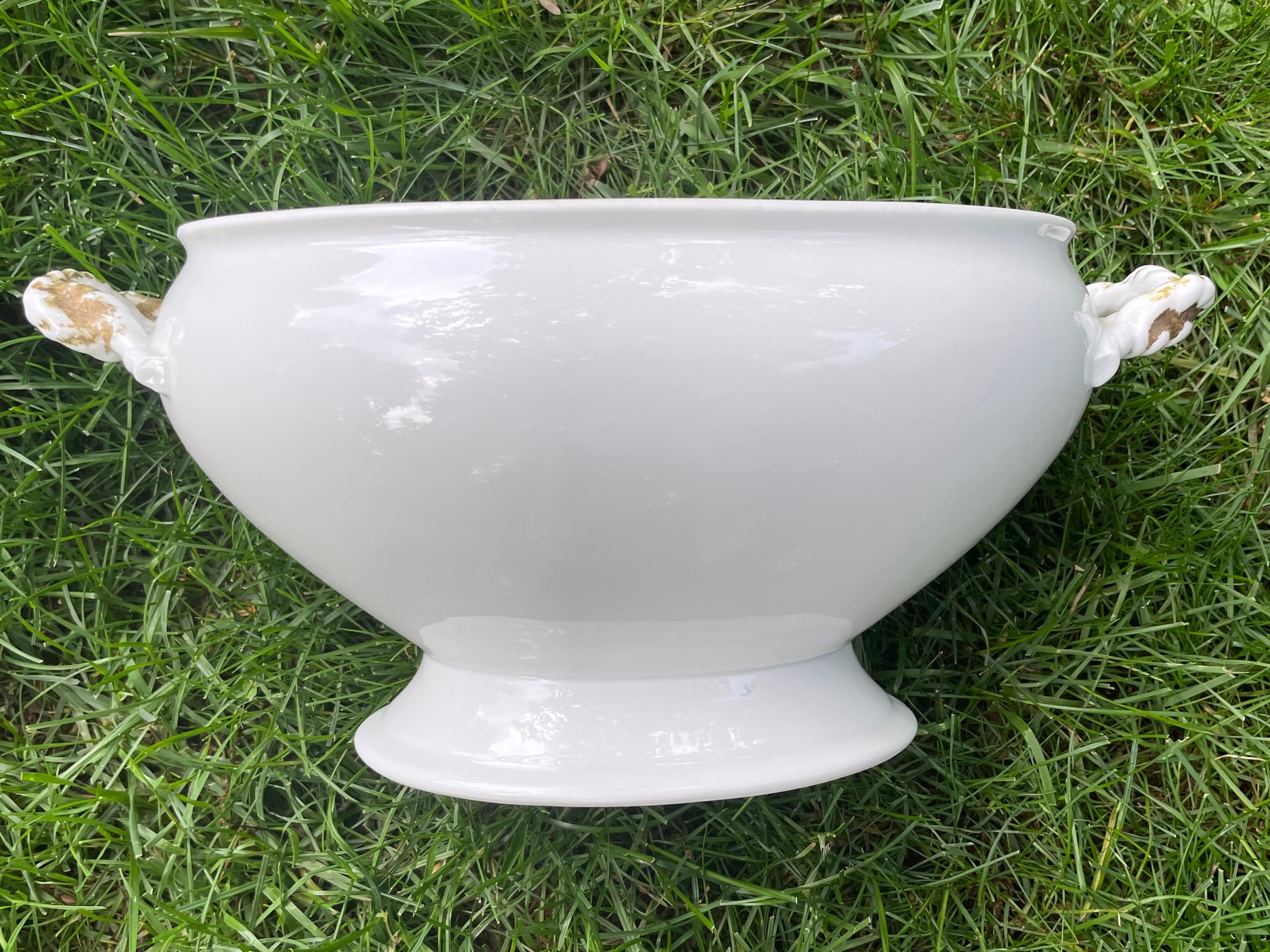 20th Century Vintage White Porcelain Limoges Nautical Cachepot / Tureen For Sale