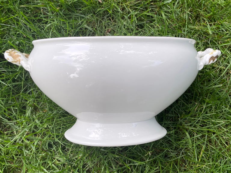 Olla Sopera Náutica Vintage de Porcelana Blanca de Limoges en