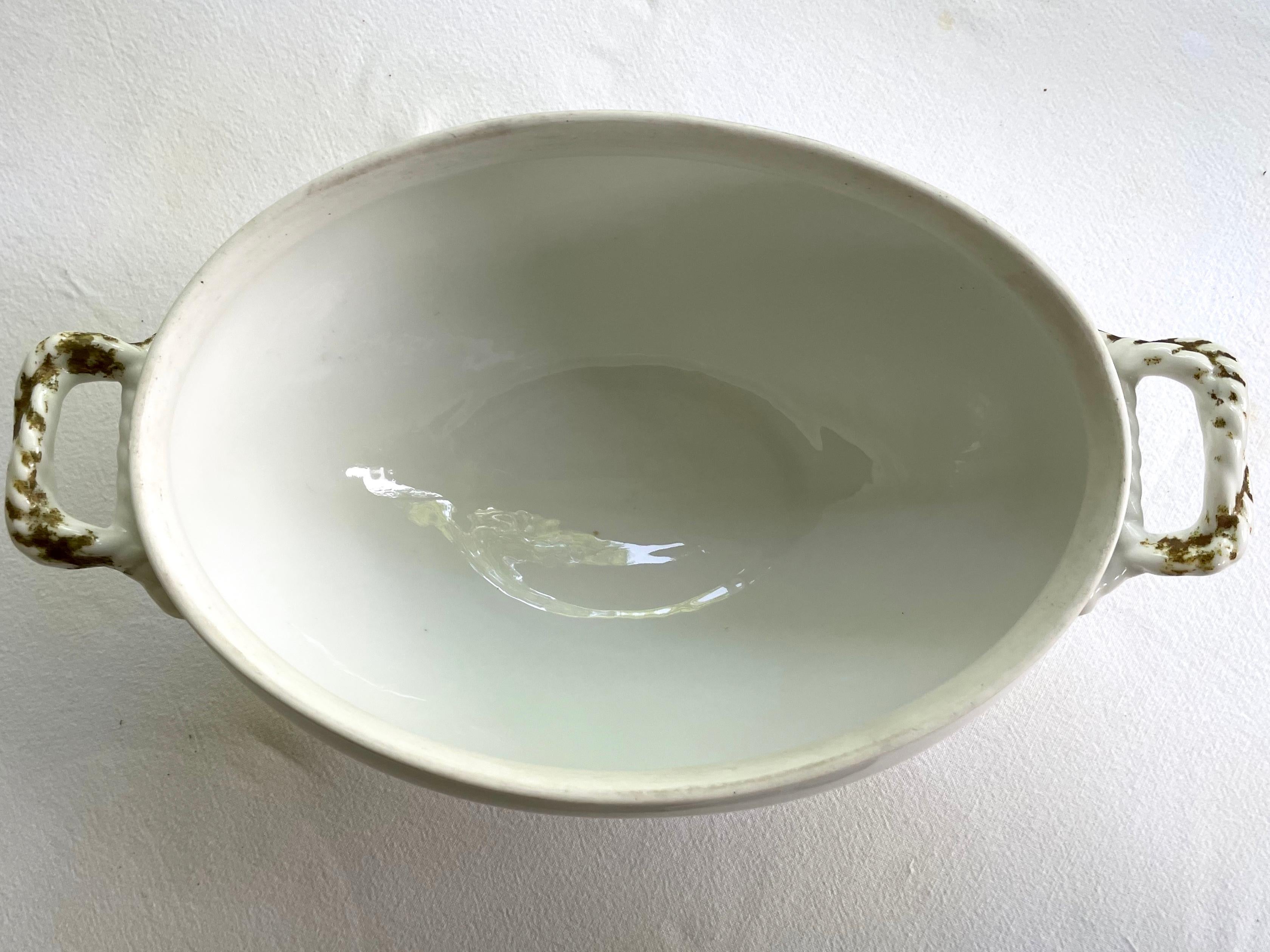 Cachepot / zuppiera nautica vintage in porcellana bianca di Limoges in vendita 1